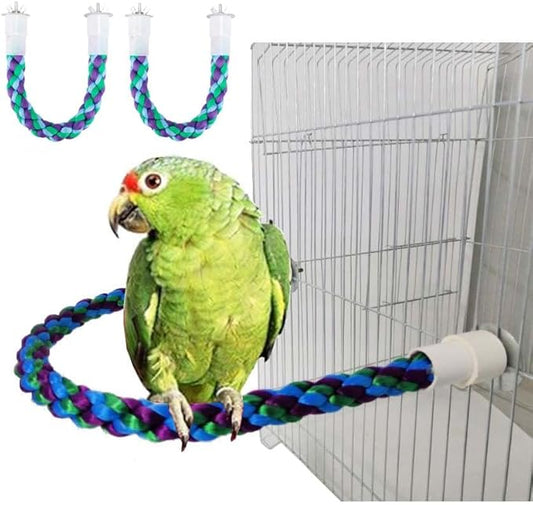 2Pcs 11.8’’Bird Rope Perches,Bendable Climbing Standing Chew Cage Toys Unique&Simulate Natural Color Bungee Toys for Small to Regular Size Birds