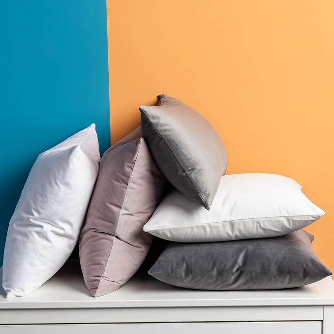 JUSPURBET 16x16 Decorative Velvet Throw Pillow Covers Cases Set of 2,White | Modern Soft Cushion Covers with Hidden Zipper for Couch Sofa Bed Living Room Bedroom Home Decor
