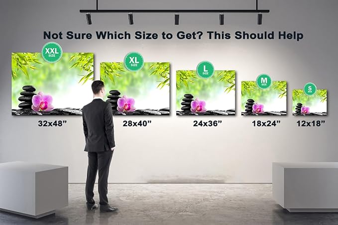 GUTTATY Zen Wall Art Decor, Modern Bathroom Zen Decor Wall Art, Canvas Wall Art for SPA Zen Room Decor, Green Bamboo Leaves and Pebble Relaxing Zen Art Prints for Office & SPA Wall Decor 24x36 Inches