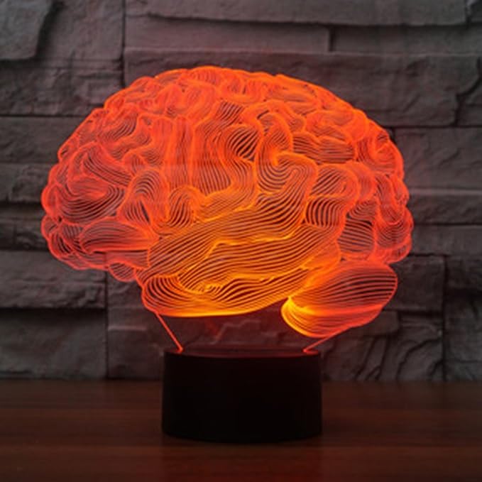 Creative 3D Brain Night Light 16 Colors Changing USB Power Remote Control Touch Switch Decor Lamp Optical Illusion LED Table Desk Lamp