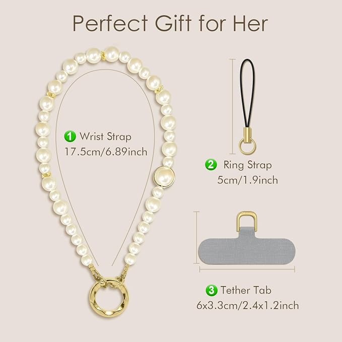 SURPHY Phone Charm, Handmade Beaded Phone Wrist Strap with Tether Tab | Phone Charm Strap, Phone Chain with Premium Metal Buckle, Wrist Strap Fits Cellphone Cases, Wallets, Bags, Keys