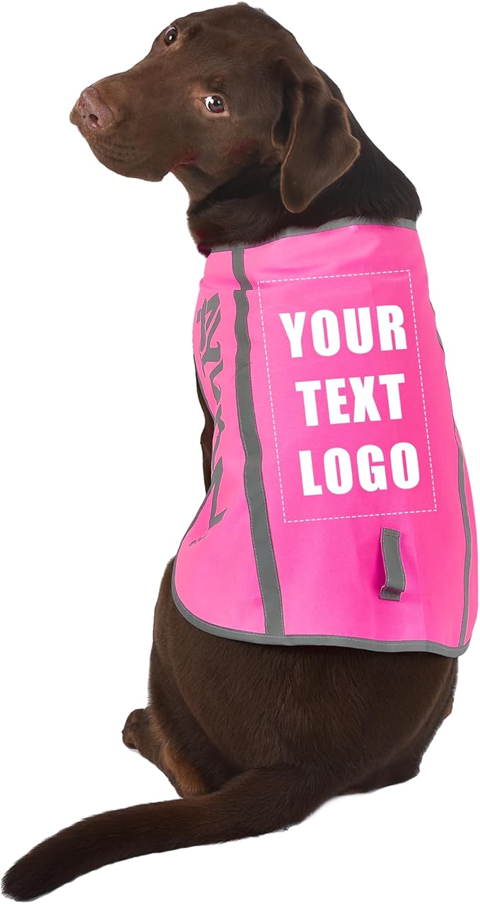 Custom Pink Reflective Dog Vest for Large Breeds,High Visibility Dog Safety Vest Harness with Removable Bell Keep Safe from Hunting, Training & Cars Accidents