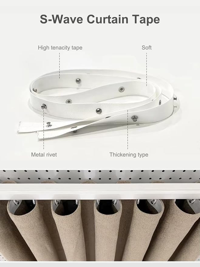 Control4 Native Smart Motorized Curtain Track Kit, 4000mAh Battery Automatic Curtain Opener, Pre-assembled Electric Rail for S-Fold Ripple Fold, Remote Support (5 meters (196.8 inches))