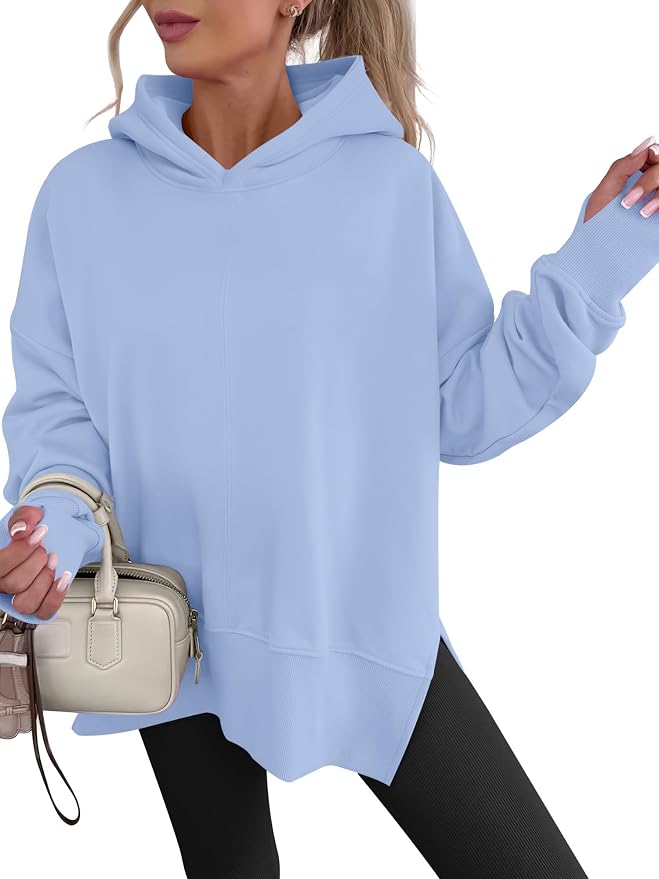 ANRABESS Womens Oversized Hoodies Long Sleeve Fleece Side Slit Hooded Sweatshirts Pullover 2026 Fall Outfits Y2K Clothes