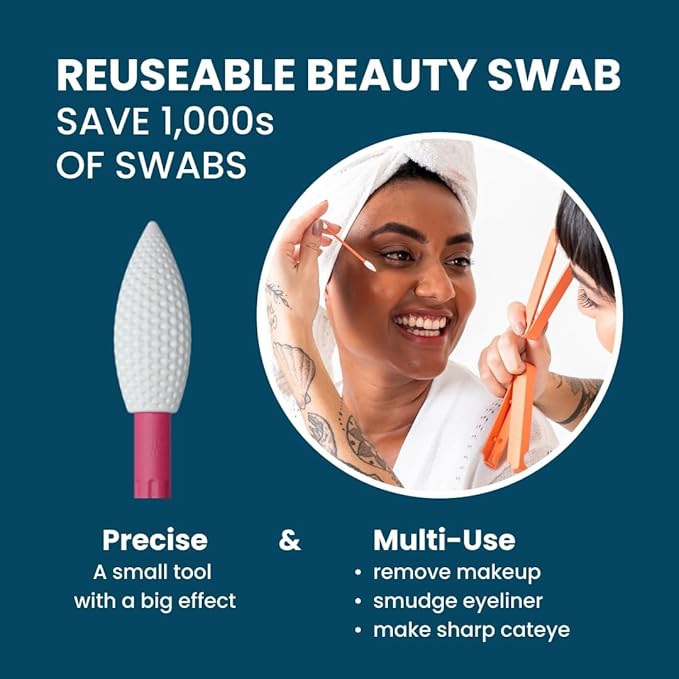 LastSwab® Reusable Cotton Swabs for Gentle and Eco-Friendly Beauty Routines - The Sustainable Alternative to Single-Use Q Tips - Zero Waste & Easy to Clean - Comes with a Convenient Travel Case Holder