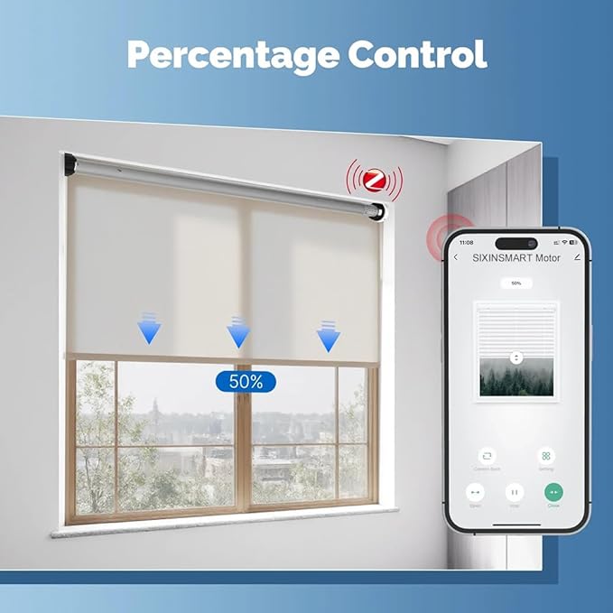 ZigBee 3.0 Smart Roller Shade Motor for 2" Tube, Heavy Duty 6.0N.m 10N.m Electric Blinds Retrofit Kit, Compatible with Alexa/Google Home (6.0 N.m Motor Suitable for Φ47mm (1.85") Groove Tube)