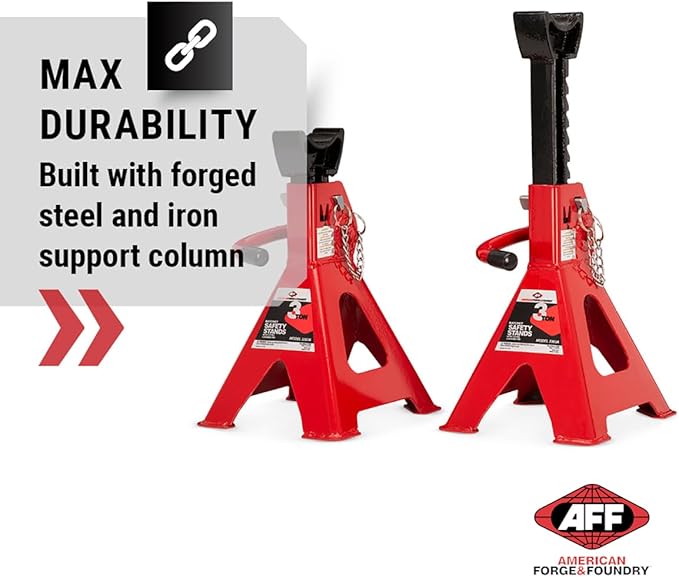 AFF 3 Ton Jack Stand Set - Heavy Duty Ratchet Style Jack Stands - Pair