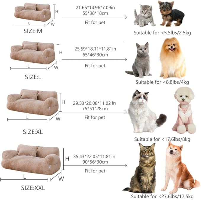 Soft Fluffy Self-Warming Cat Bed | Washable Pet Sofa for Indoor Cats & Small Dogs | Cute Princess-Inspired Kitten Couch & Puppy Bed(Pink,21.65''*14.96''*7.09'')