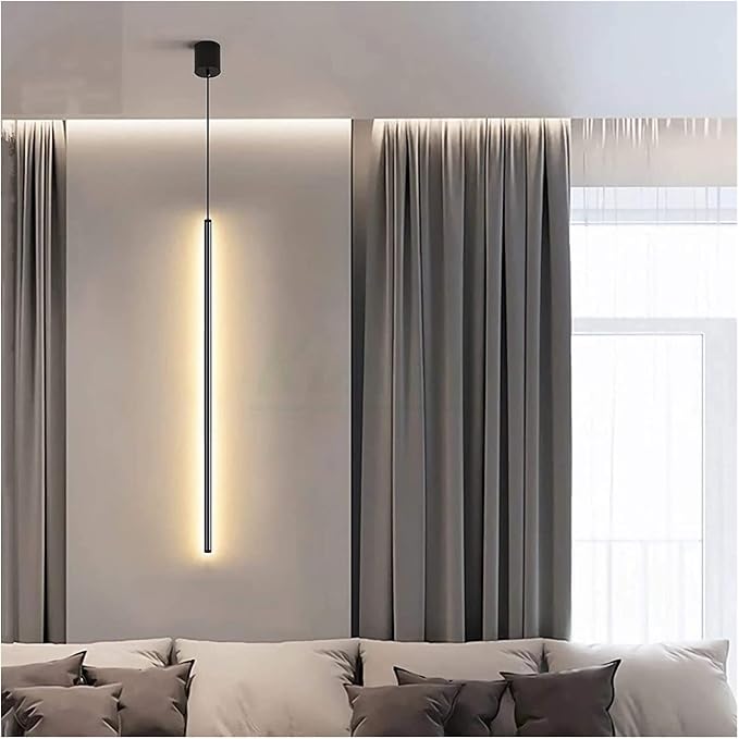 Modern Chandelier Geometry Line Strip Hanging Light, Led Chandelier, Living Room TV Wall Decor LED Pendant Lamps, Ceiling Lights Fixtures for Kitchen, Bedroom, Study Room(Warm Ligh