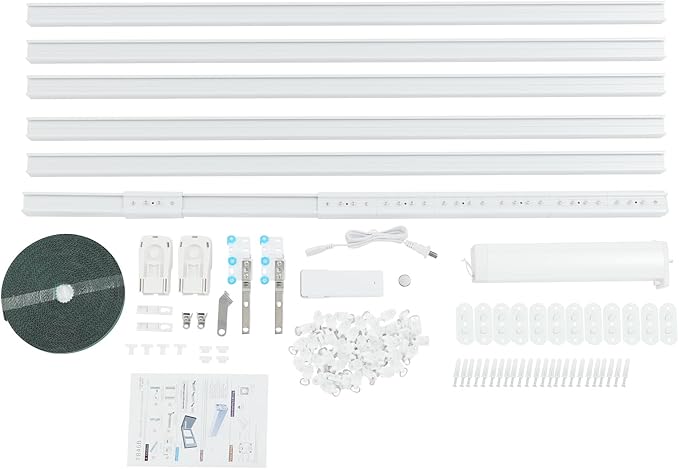 Smart Curtains System, Motorized Curtain Track 47-244 inch Adjustable Length, Motorized Rod with Remote Control, Ceiling and Wall Mount, Automated Curtain Track System (85-244in)
