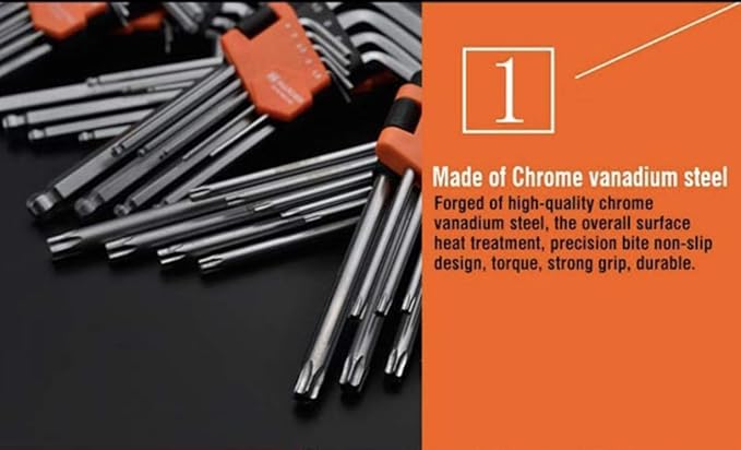 Edward Tools Ball End Hex Key Wrench Set Medium - 9 Piece Heavy Duty CRV Steel - Plastic Organizer Clip - Allen Wrench Ball End Allows up to 25 degree entry angle