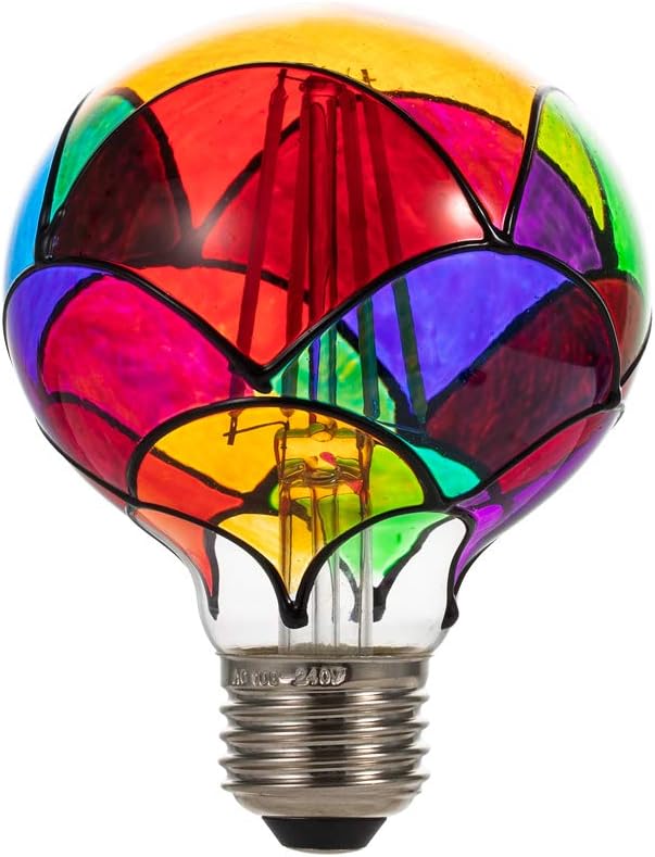 I-SHUNFA Stained Glass Edison LED Light Bulb, E26 Standard Base 6 Watts Heatless (G80) Globe Shape LED Light Bulbs for Home Party, Recreation Room,Balcony,Garden,Christmas Decoration