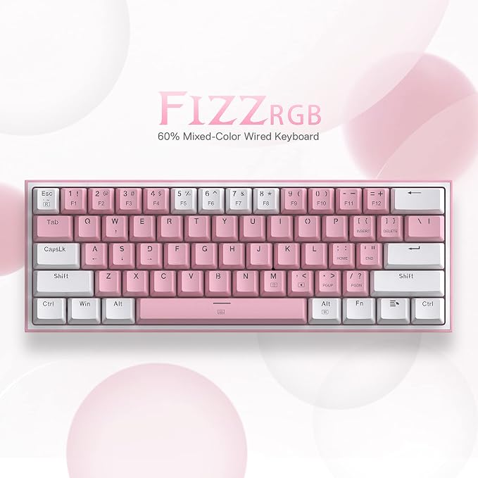 Redragon K617 Wired 60% Compact Hot-Swap RGB Gaming Mechanical Keyboard | 61 Keys Design for More Room to Aim, Swap-Ready Socket for Mod, Vibrant 20-Mode Lighting Hype Vibing, Pro Software Supported