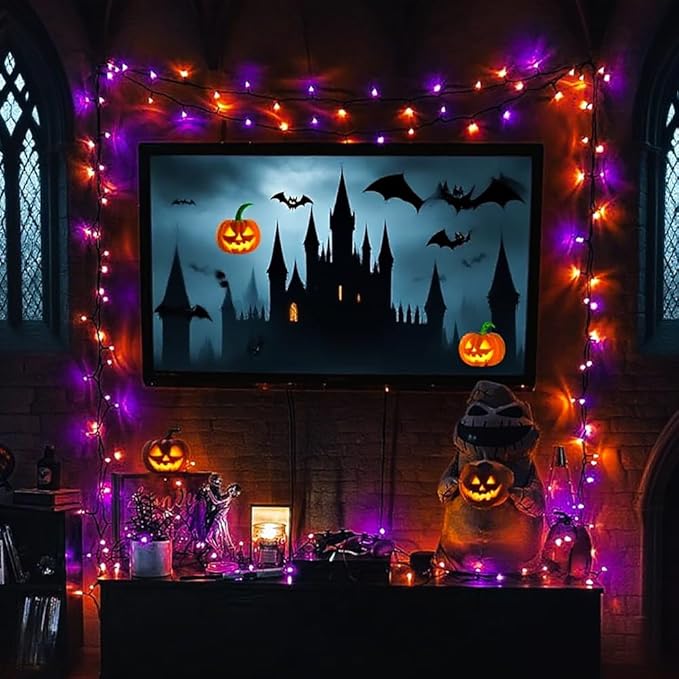 66FT 200 LED String Lights, Purple Halloween Lighting with 8 Modes, Indoor Outdoor Decorative Fairy Light for Holiday, Tree, Window, Party