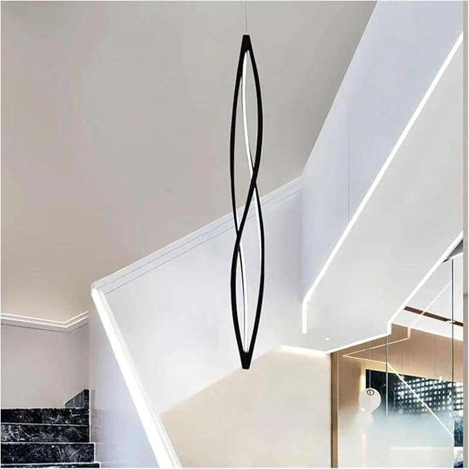 Modern Home Decor Led Lights Pendant Light Lamps Forstaircase Chandeliers for Living Room Hanging Indoor Lighting,Modern LED Chandelier(RC Remote dimming,Black 120cm)