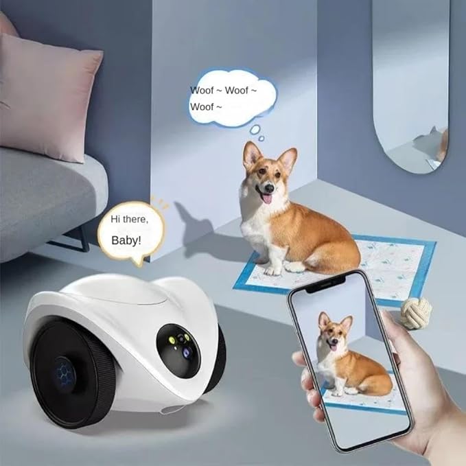 Pet Robot Camera 2MP HD WiFi Cameras Motion Detection Two Way Audio Indoor Dog Treat Camera Dispenser Feeder for Home Security(Camera Add 32G Card)