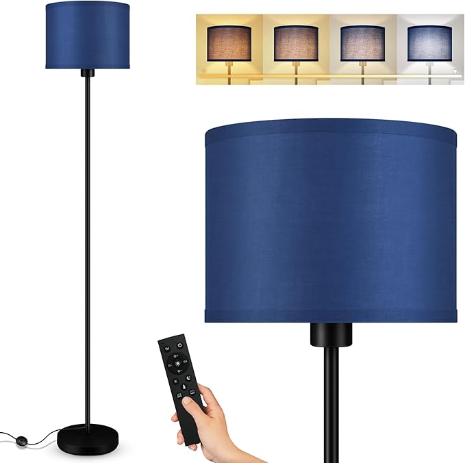 Floor Lamps for Living Room, Stepless Dimmable Blue Floor Lamp with Remote, 2700K-6500K Colors Temperature & Brightness Adjustable,10W/1200LM LED Floor Lamp, Modern Standing Lamp for Bedroom/Office