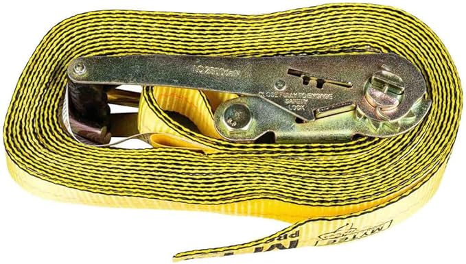 Mytee Products Ratchet Tie-Down Straps with Wire Hook, 2" x 30' Yellow Ratchet Strap | 10,000 Lbs Breaking Strength | Heavy Duty TieDown Ratchet Straps for Flatbed, Truck, Trailers Pickup