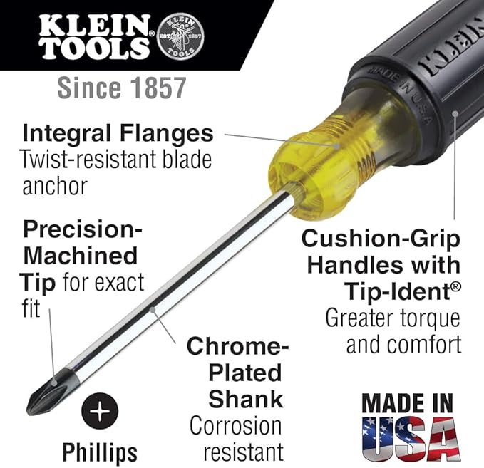 Klein Tools 80080 Hand Tool Kit includes 2 Screwdrivers, Made in USA, 3 Pliers, Wire Stripper and Cutter, for Electricians, 6-Piece