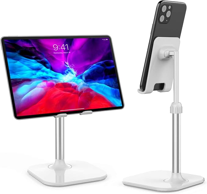 Doboli Cell Phone Stand, Phone Stand for Desk, Phone Holder Stand Compatible with iPhone and All Mobile Phones Tablet, Gifts for Adults Women Men Mom Wife, White