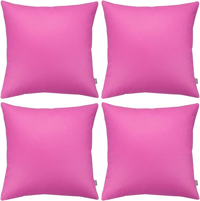 Thmyo 4-Pack 100% Cotton Comfortable Solid Decorative Throw Pillow Case, Square Cushion Cover Pillowcase Sublimation Blank Pillow Covers DIY Throw Pillowcase for Sofa(20x20 inch/ 50x50cm,Rose red)