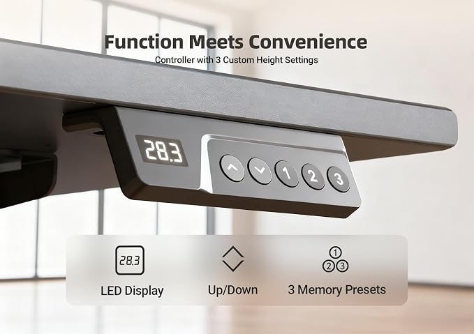 YDN 63 x 24 Inch Black Electric Standing Desk | Adjustable Height, Sit Stand, Cable Management, Ergonomic, Home Office