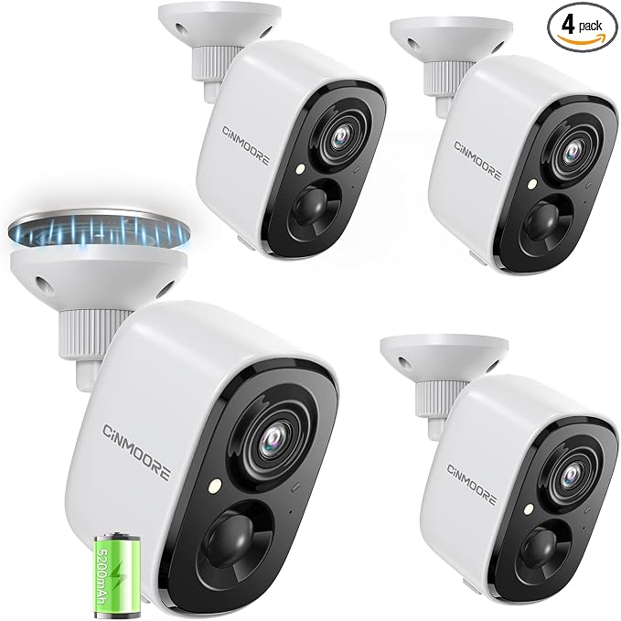 4 Pack 2.5K Security Camera Wireless Outdoor, 2.4G WiFi Battery Powered Outdoor Camera, Magnetic Mount Cameras for Home Security, Color Night Vision, Spotlight, Siren Alarm, 2-Way Talk