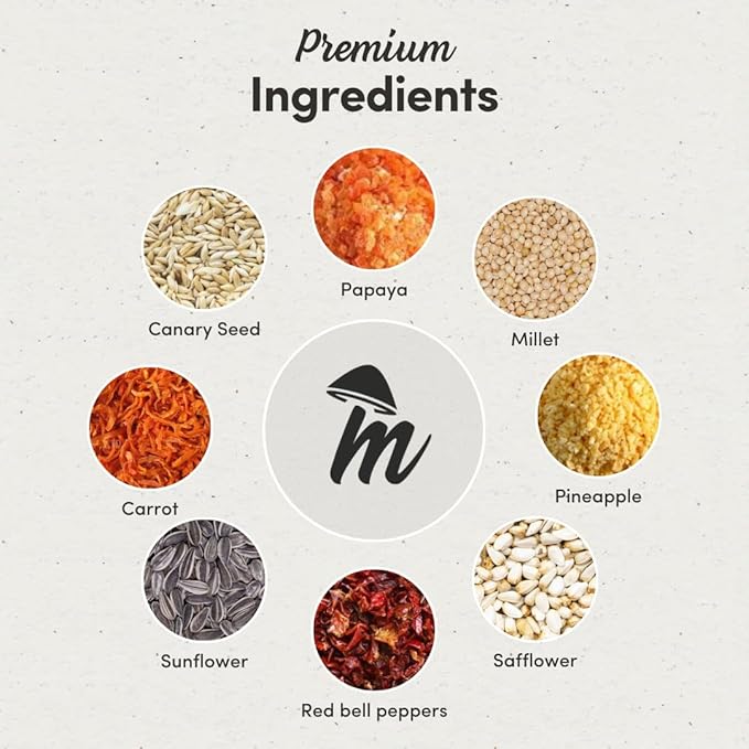 Mycelium Cockatiel Cuisine (5 LB Bag) | Organic Bird Seed w/Fruits, Veggies & Added Vitamins | Immune-Supporting, Nutrient-Rich Daily Blend for Cockatiels | Non-GMO, No Fillers, Made in USA