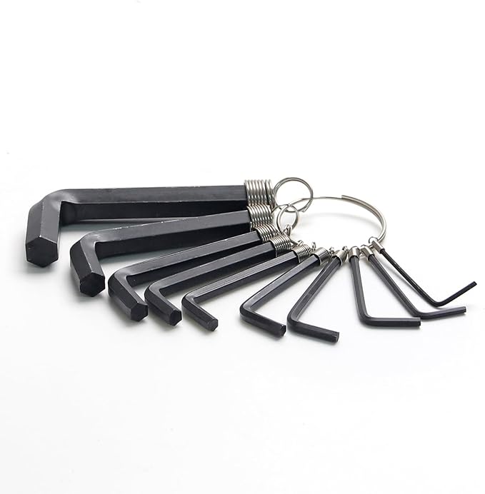 Utoolmart Hex Key Set, 10 in 1 Metric L Shape Hexagon Head Wrench with Ring for Repair Tool (Black)