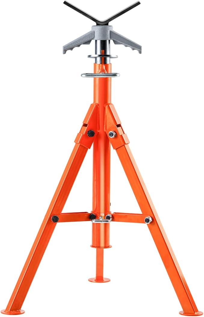 VEVOR Pipe Stand, 2500LBS Heavy Duty Pipe Jack Stands, 27.2"-52" Height Adjustable V Head Pipe Stand, 45# Steel Folding Jack Stand for 1/2-12 inches Pipes