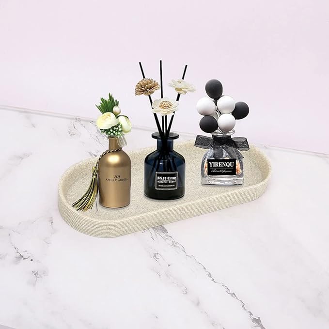 Beige Resin Bathroom Accessory Set, 5 Pcs Bathroom Accessories Set with Lotion Dispenser,Soap Dish,Toothbrush Holder,Vanity Tray,Qtip Holder Dispenser, Modern Bathroom Decor and Housewarming Gift Set