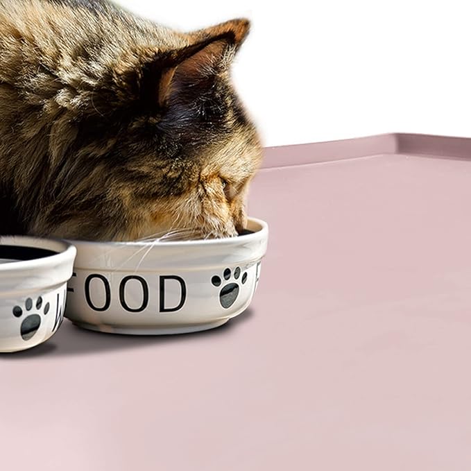 Dog Food Mat,Silicone Waterproof Food Tray,Non Slip Pet Bowl Mats Placemat,0.8" Raised Edge,Suitable for Most Small and Medium Sized Pets,28" x 18"