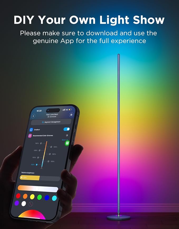 Govee RGBIC Floor Lamp Basic, 1000lm LED Corner Lamp | Works with Alexa, Smart Modern Floor Lamp with Music Sync and Color Changing Standing Lamp for Bedroom Living Room Blue