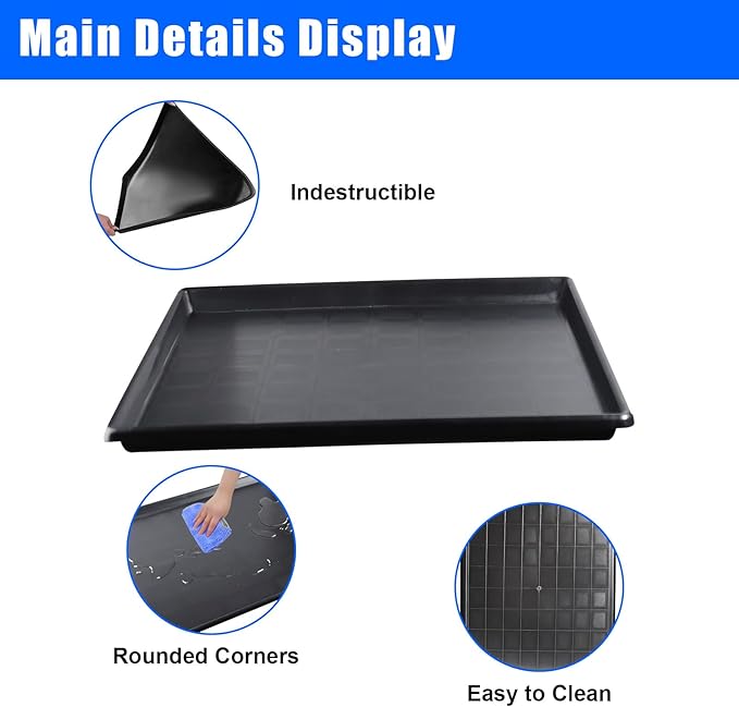 2 Pack Car Oil Drip Pan, 23.6 x 19.68 x 1.2 in Oil Change Drain Pan, Plastic Oil Drip Tray for Under Car, Oil Catch Pan Tray for Garage, Fridges, Washing Machines, Cat Litter Box Bottom