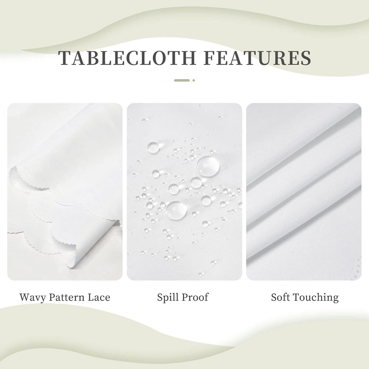 Rose Pattern Tablecloth 54x72 Inches, Pink Floral Rectangular Polyester Table Cover with Wave Lace, Washable Dining Table Cloth for Kitchen, Party, Outdoor