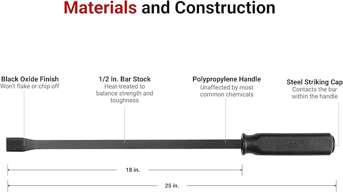 TEKTON 25-Inch Angled Tip Handled Pry Bar with Striking Cap | LSQ42025