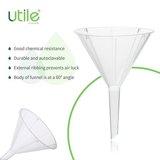 Utile 4pcs Plastic Analytical Funnel Set, PP Material, Top Diameter 98mm, Small Funnel for Lab Bottles, Recreational Activities 4512.0017.4