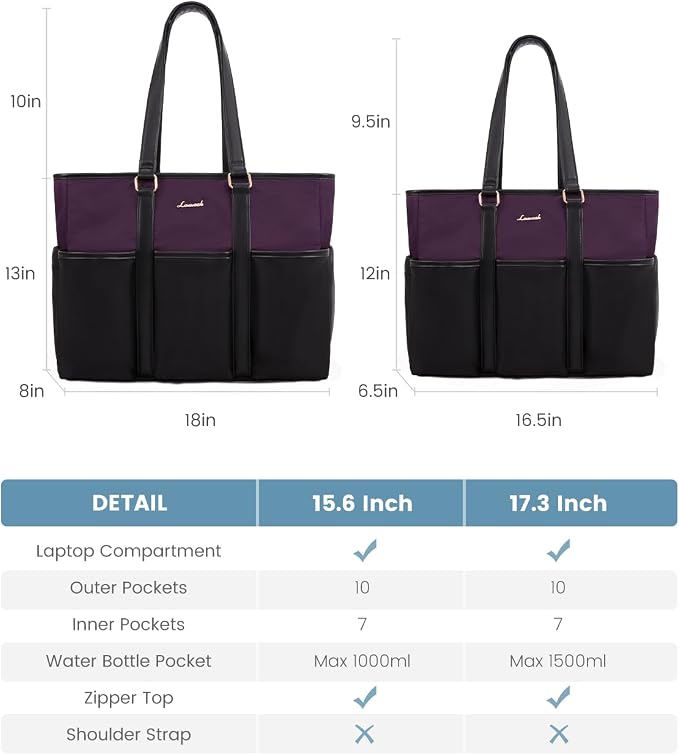 LOVEVOOK 17 Inch Laptop Tote Bag for Women Work, Teacher Tote Nurse Bag, Professional Utility Computer Bag For Work/Travel/College/Daily, Large Purse Handbag With Multi Pockets & Top Zipper