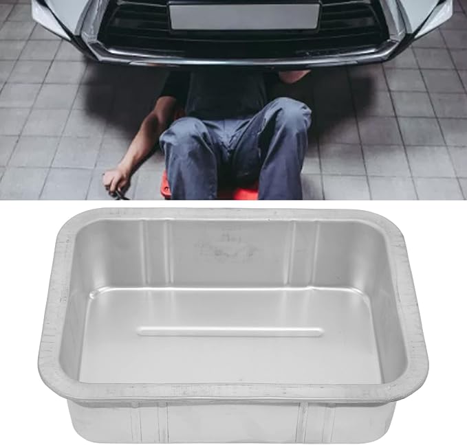 Asixxsix Oil Drain Pan, Metal Universal Oil Change Drain Pan Leak Portable Oil Drip Catcher Pan Strong and Automotive Drain Pan for Cars, Motorcycles, Boats (5L)