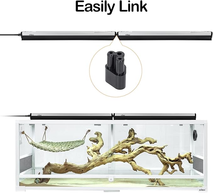 Oiibo T5 UVB Reptile Lighting Combo Kit, Reptile Light Fixture with Desert 12.0 UVB Bulb High Output T5 HO UVB Reptile Light with Detachable Curved Reflector(24W)