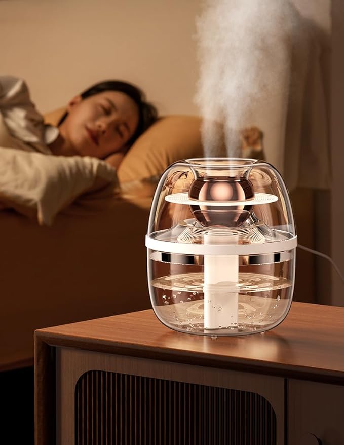 105 oz (3000ml) Essential Oil Aromatherapy Diffuser, Transparent Dual Spray Large Capacity Humidifier with Night Light for Large Rooms, Office, Home, Spa, Yoga, Bedroom, Gym (White)