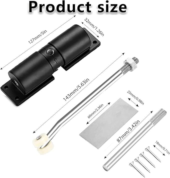 Compatible for Heavy-Duty Automatic Door Closer, Zinc Alloy Safety Spring Adjustable 30kg Closing Hinge (White/Black)(White B)