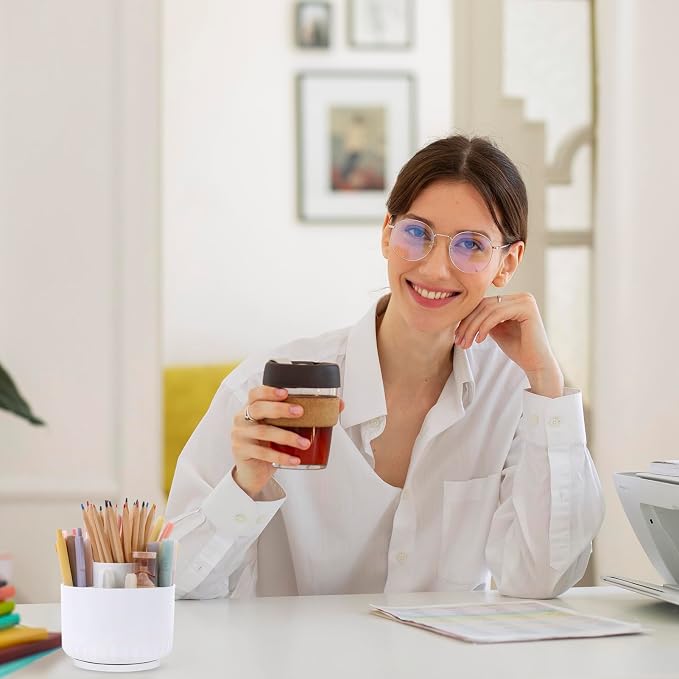 SKYDUE 360 Degree Rotating Desk Organizer, Dual-Purpose Pencil Pen Holder for Desk, Rotating Pencil Cup, Office Supplies, Desk Decor for Office, School, Home