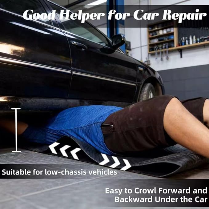 Heavy Duty Rolling Creeper Mat, 58"X28" Foldable Anti-Slip Garage Pad with Storage Bag, for Low Clearance Car Repair, Truck Maintenance - All-in-One Mat for Garage, Roadside, Muddy Conditions