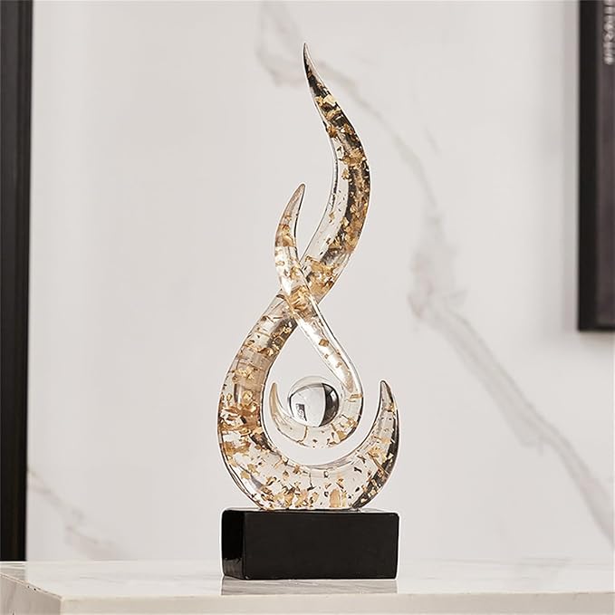 AWNR Abstract Art Deco Decor Statues for Home,Shelves,Table,Living Room, Dining Room,Modern Sculpture Decoraciones of Homes for Sale (Transparent Gold)