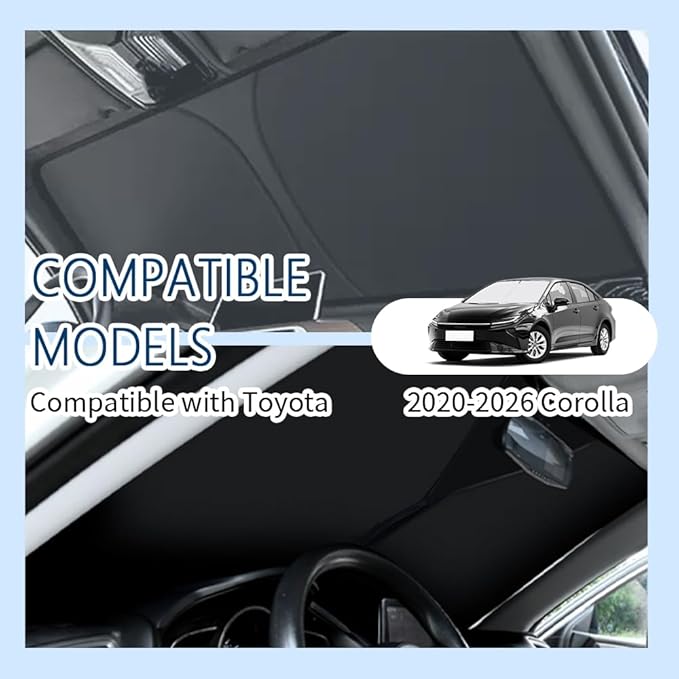 Car Windshield Sun Shade Compatible with Toyota Corolla 2020-2026,Oxford Cloth Sun Shade for Car Windshield with Foldable Design,Windshields Cover Suns Shades for Blocking Heat with Storage Bag