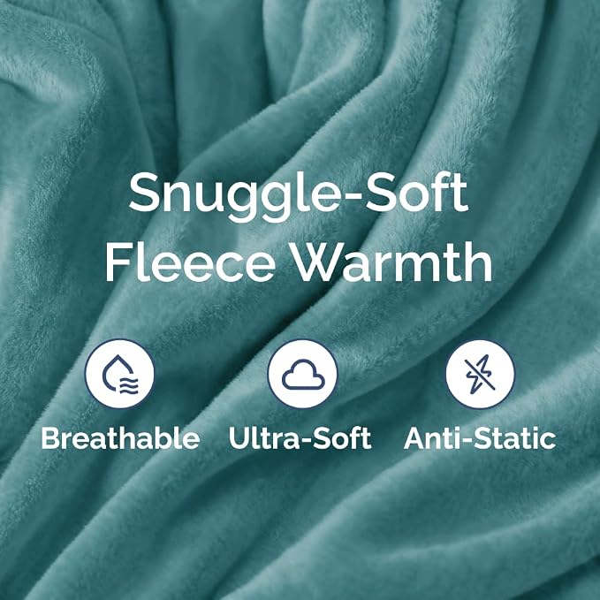 Fleece Blanket Throw XL Size - Ultra-Soft Flannel Fleece Blanket - Turqoise | Soft, Warm, Outdoor Picnic Blanket for Camping, Travel, Lightweight, Cozy, Anti-Static, Home Decor Gifts for Men & Women