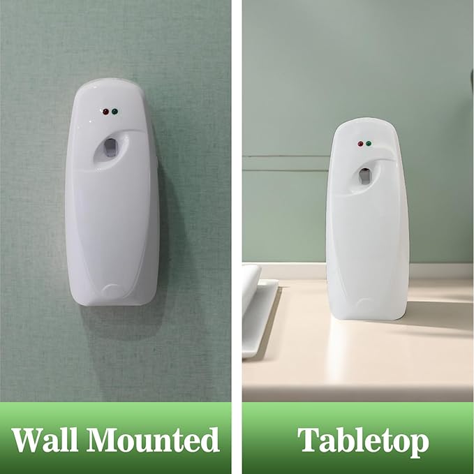 Automatic Air Freshener Dispenser 2-Pack,Histely Auto Air Freshener Spray Dispenser Wall Mounted or Free Standing Battery Powered w/Interval Spray Setting for Commercial & Home Use,No Drilling(White)