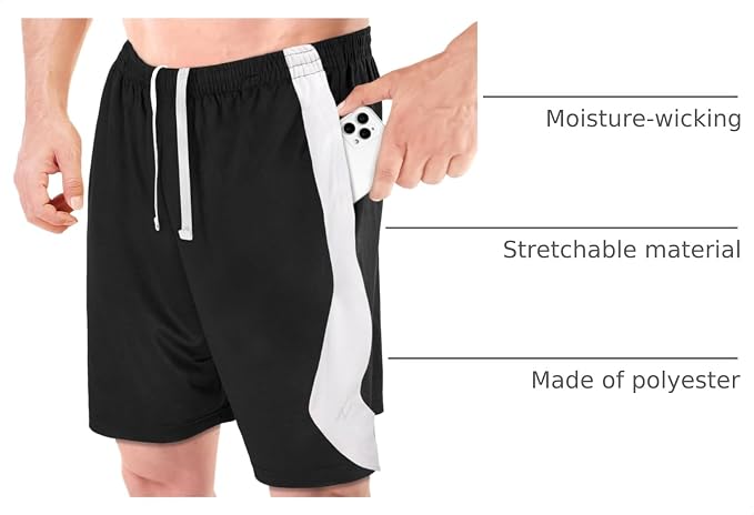 Quick Dry Knit Men's Athletic Shorts Loose-Fit Running Workout Gym Shorts