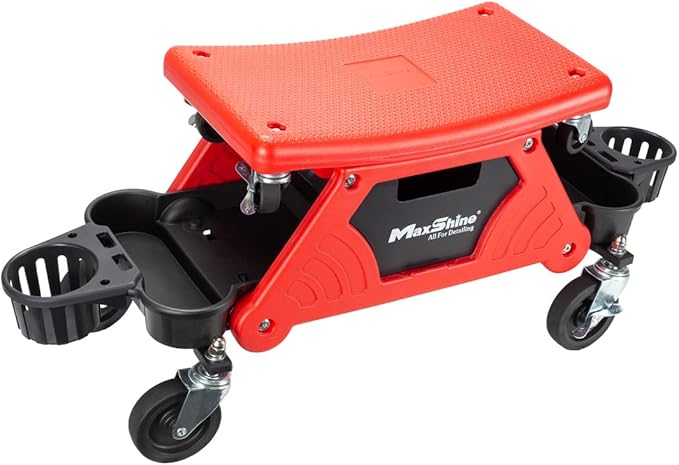 Maxshine Detailing Creeper Seat with Built-in Storage – 2-in-1 Modular Rolling Garage Stool with Tool Tray – Mechanic Shop Seat for Car Detailing, Polishing, Repairs & Auto Care